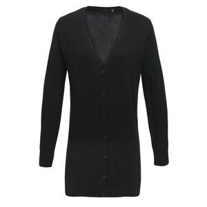 Premier Womens/Ladies Longline V Neck Knitted Cardigan / Black
